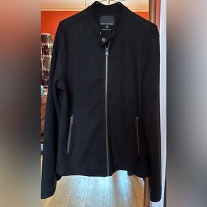 Banana Republic Black Faux Suede Moto Zip-Up Jacket